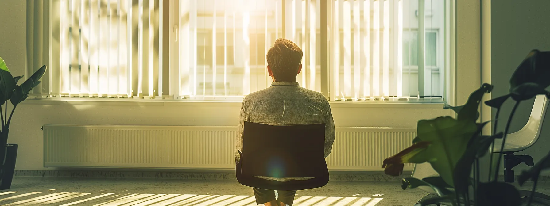 a person sitting in a calm, minimalist office undergoing a mental health assessment with a doctor.