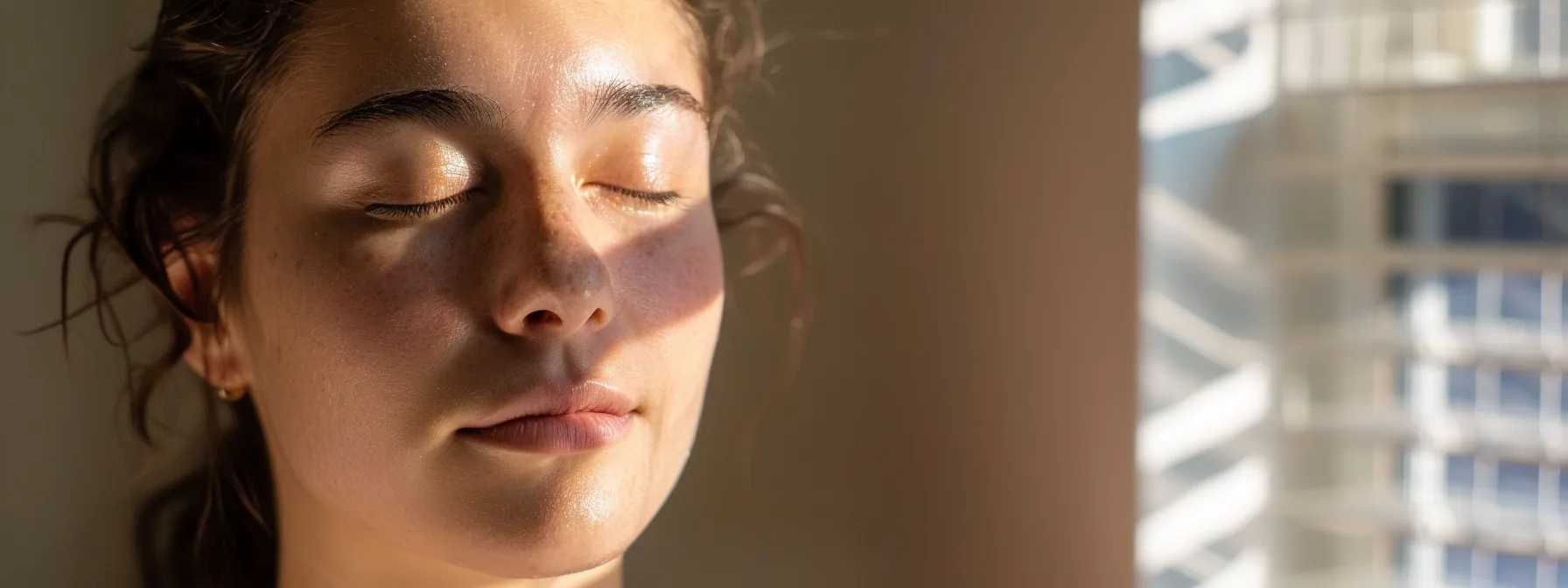 a serene image of a patient engaging in emdr therapy, with closed eyes and calm expression, as a therapist gently guides them through eye movements for emotional healing.