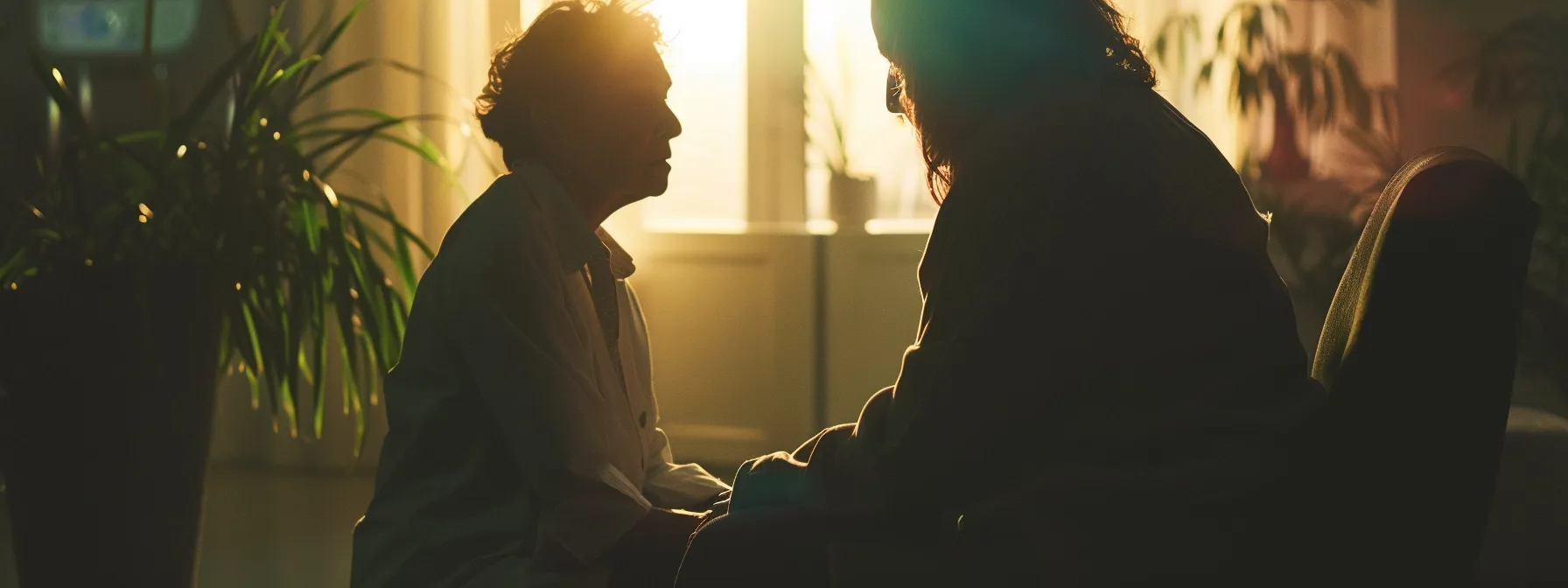 a person receiving compassionate support and guidance from a behavioral health professional in a calming, nurturing environment.