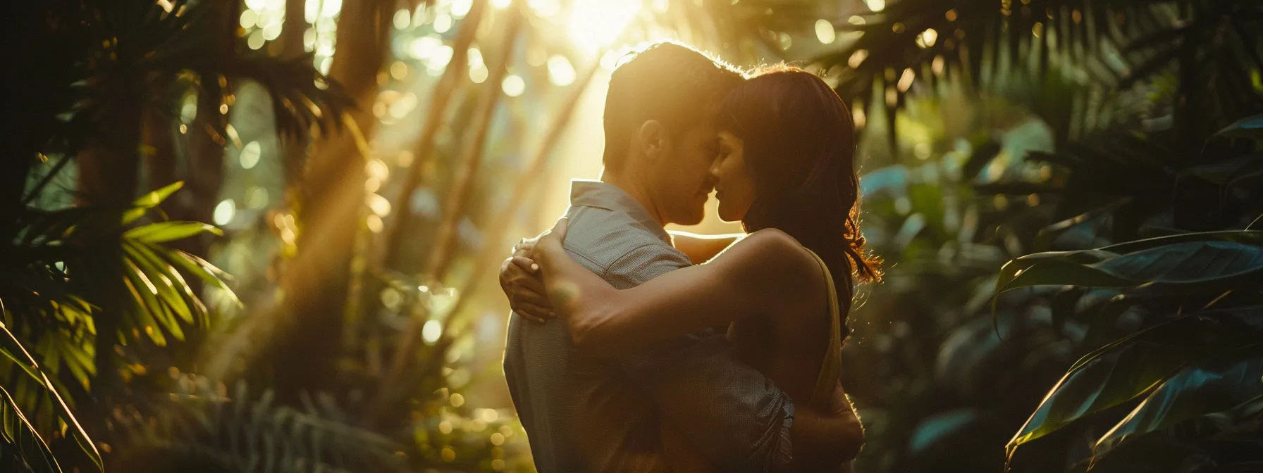 a couple embracing each other in a serene garden, offering mutual support and practicing self-care amidst mental health challenges.