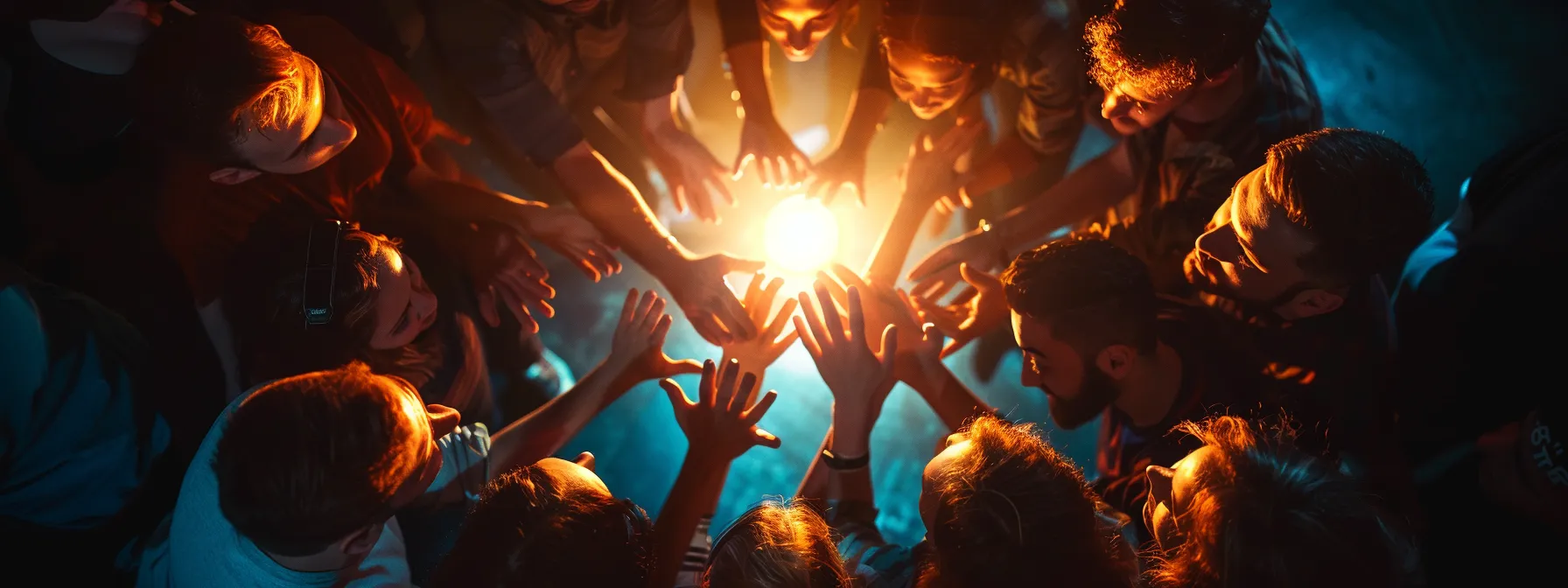 a group of individuals standing together in a circle, sharing deep conversations and offering comforting gestures, illustrating the importance of supportive networks in navigating personal relationships with mental illness.