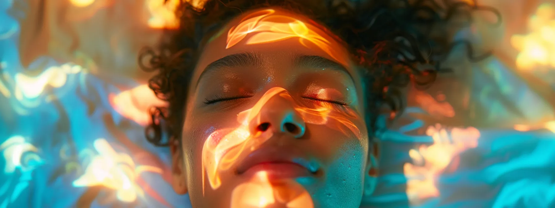 a person undergoing eye movement therapy, with eyes focused and mind engaged, surrounded by serene, calming colors to signify the healing process.