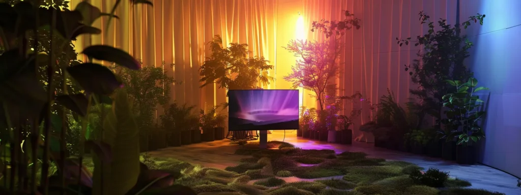 a serene digital landscape featuring a glowing computer screen displaying a virtual php treatment program, surrounded by vibrant colors and soft ambient lighting that conveys a sense of innovation and healing.