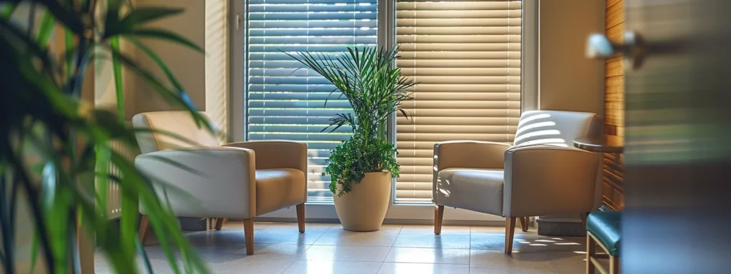 a serene outpatient therapy room bathed in soft natural light, featuring comfortable seating and calming decor, symbolizes the essential support and healing environment for mental health recovery.