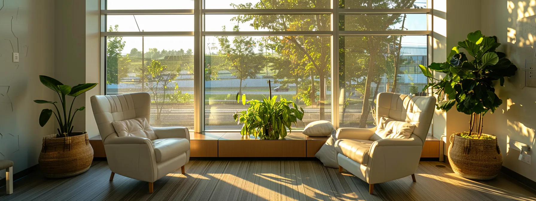 types of therapy. a serene therapist's office, illuminated by soft natural light filtering through large windows, showcasing a comfortable seating area adorned with calming decor, symbolizing the transformative journey of psychotherapy and emotional healing.