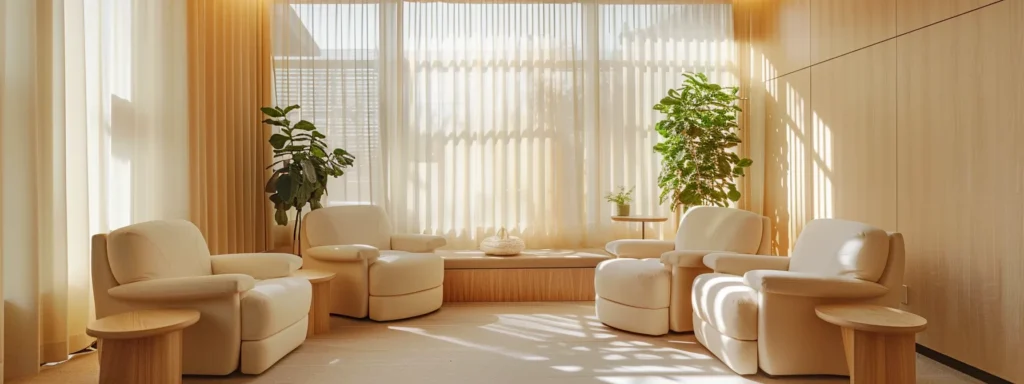 a serene therapy room bathed in soft natural light, featuring comfortable seating and calming decor, symbolizing the supportive environment of intensive outpatient programs (iops) aimed at mental health recovery.