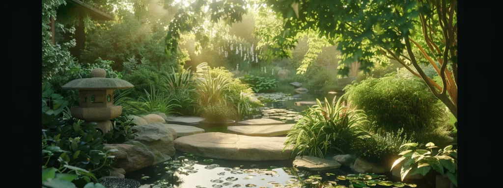 a tranquil garden setting bathed in soft morning light showcases a serene outdoor therapy space, inviting reflection and healing in a lush, vibrant environment.