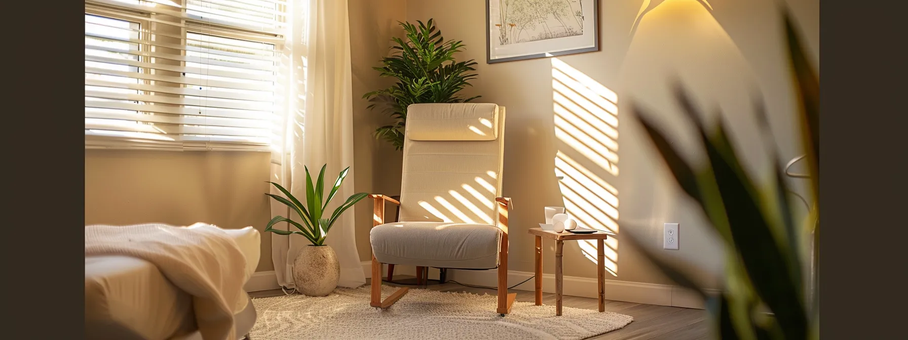 a serene therapy room bathed in soft natural light features a comfortable chair and calming décor, symbolizing the nurturing environment of dialectical behavior therapy focused on emotional regulation and mindfulness practice.